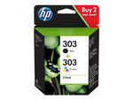 303 - 2-pack - svartfärgad, färg (cyan, magenta, gul)